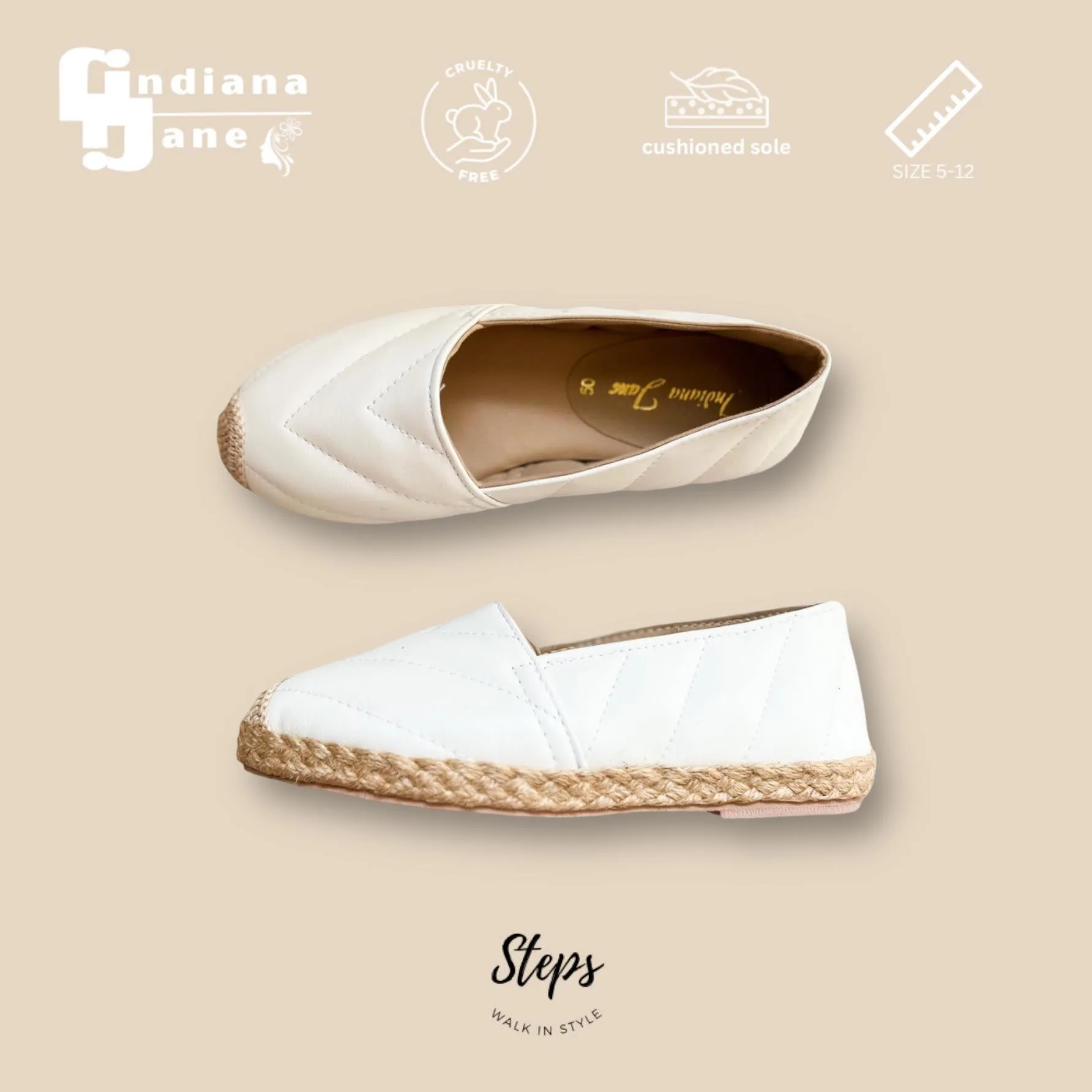 AMITY White Leather Espadrilles