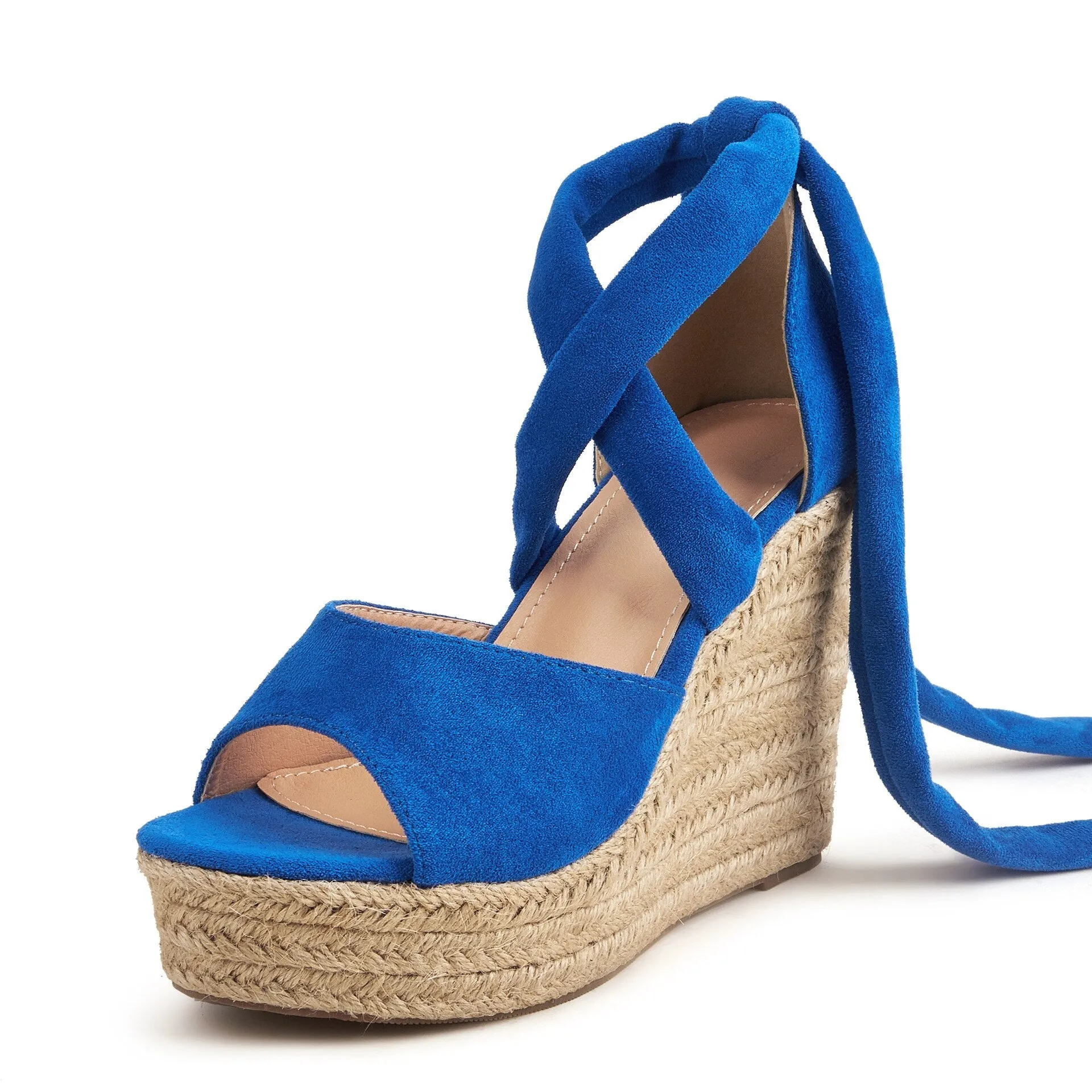 BerriesJam - Ankle Strap Pumps Platform Comfortable Flax Hemp Espadrilles