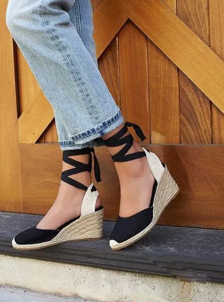 BerriesJam - Comfortable Lace Up On Heels Dancing Flax Espadrilles