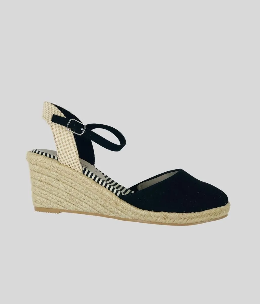 Black Wedge Espadrilles Size 9