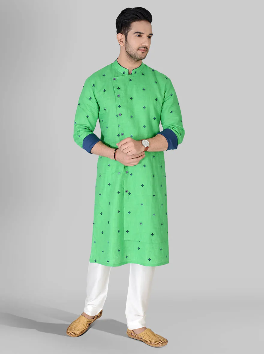 Bright Green & Blue Kurta Set | TULA