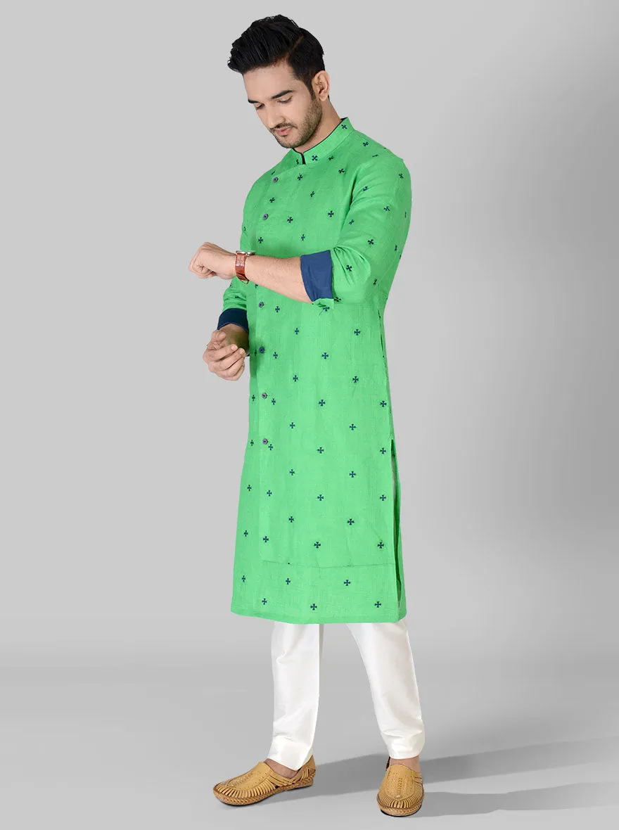 Bright Green & Blue Kurta Set | TULA