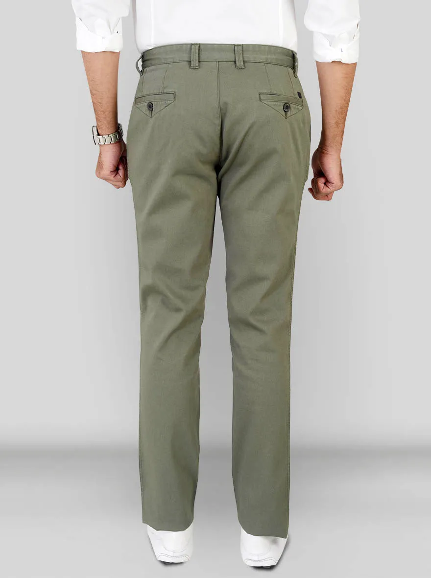 Bronze Green Self Textured Slim Fit Chinos | JadeBlue