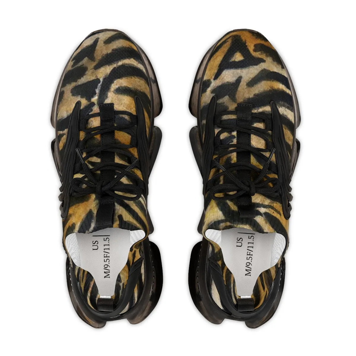 Brown Tiger Print Men's Shoes, Comfy Tiger Striped Best Animal Print Comfy Men's Mesh Sports Sneakers