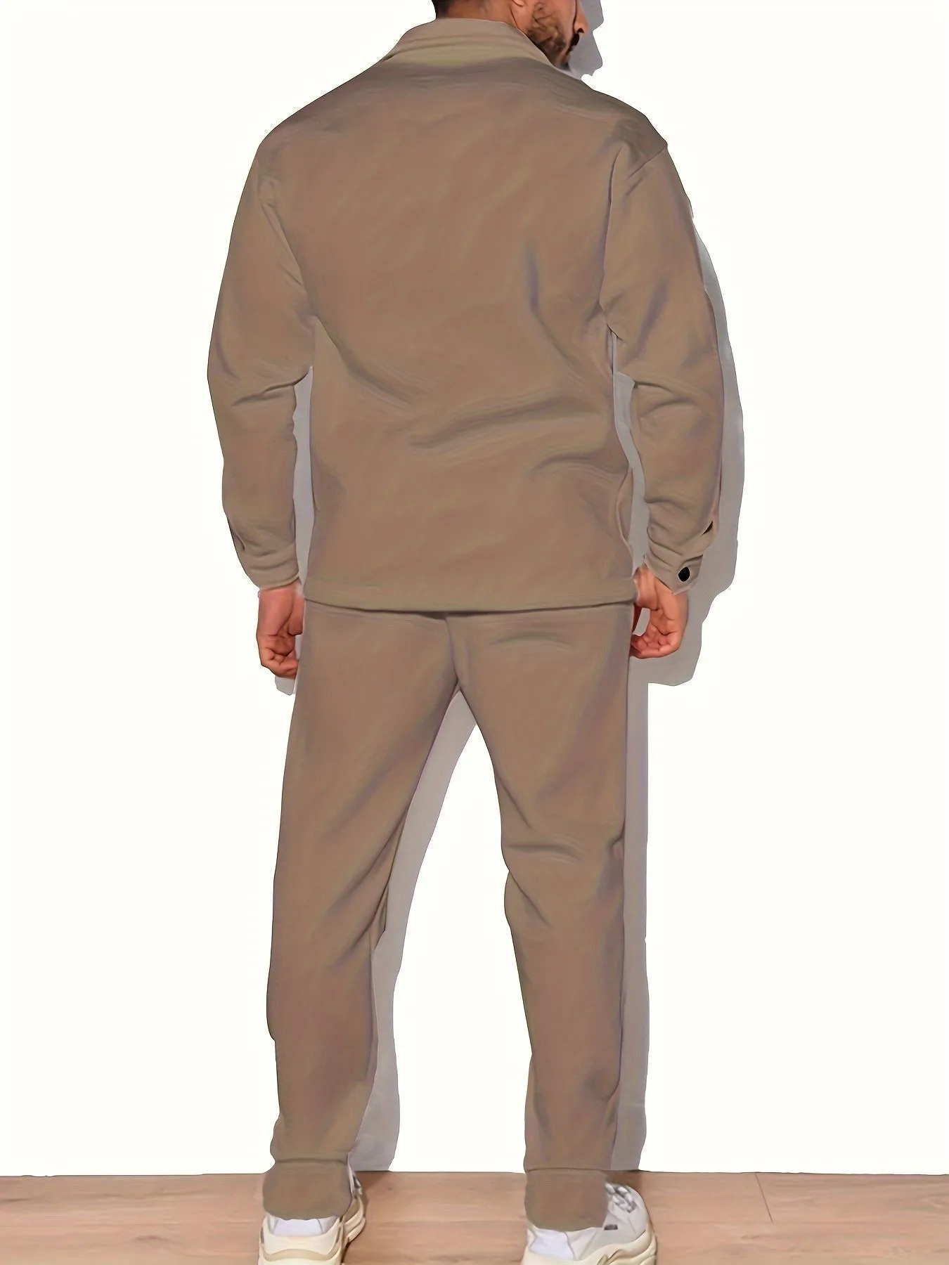 Casual Solid Color Button Up Cotton Shirt and Pants Tracksuit for Men | Ideal for All Seasons