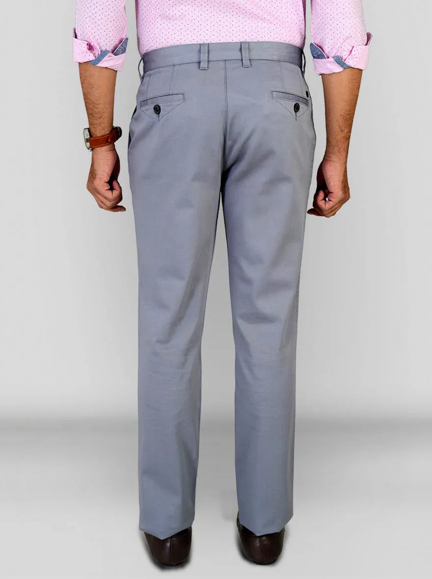 Citadel Grey Self Textured Slim Fit Chinos | JadeBlue