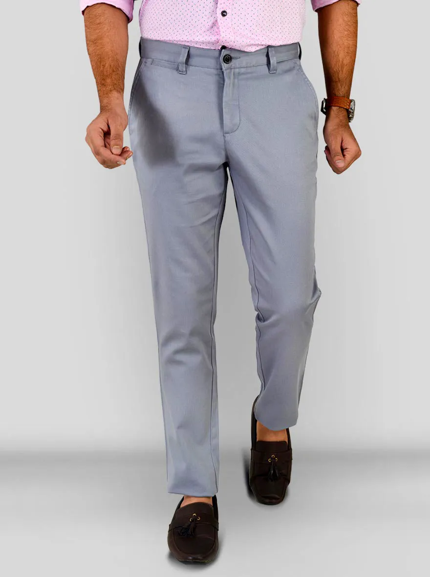 Citadel Grey Self Textured Slim Fit Chinos | JadeBlue