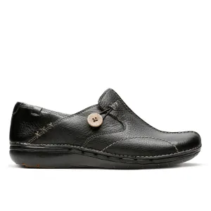 Clarks Un Loop Black Leather Standard Width