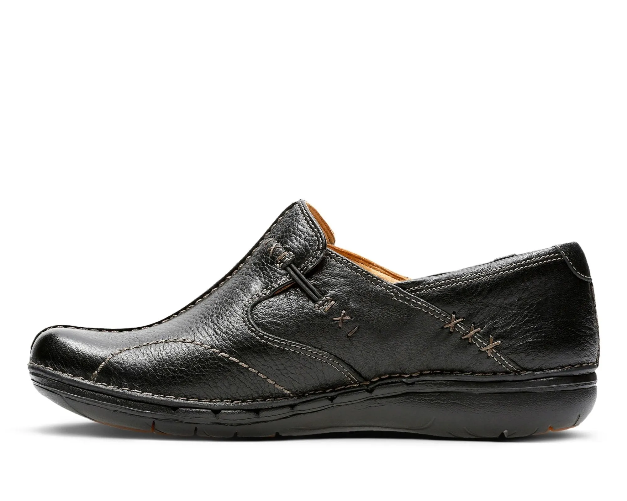 Clarks Un Loop Black Leather Standard Width