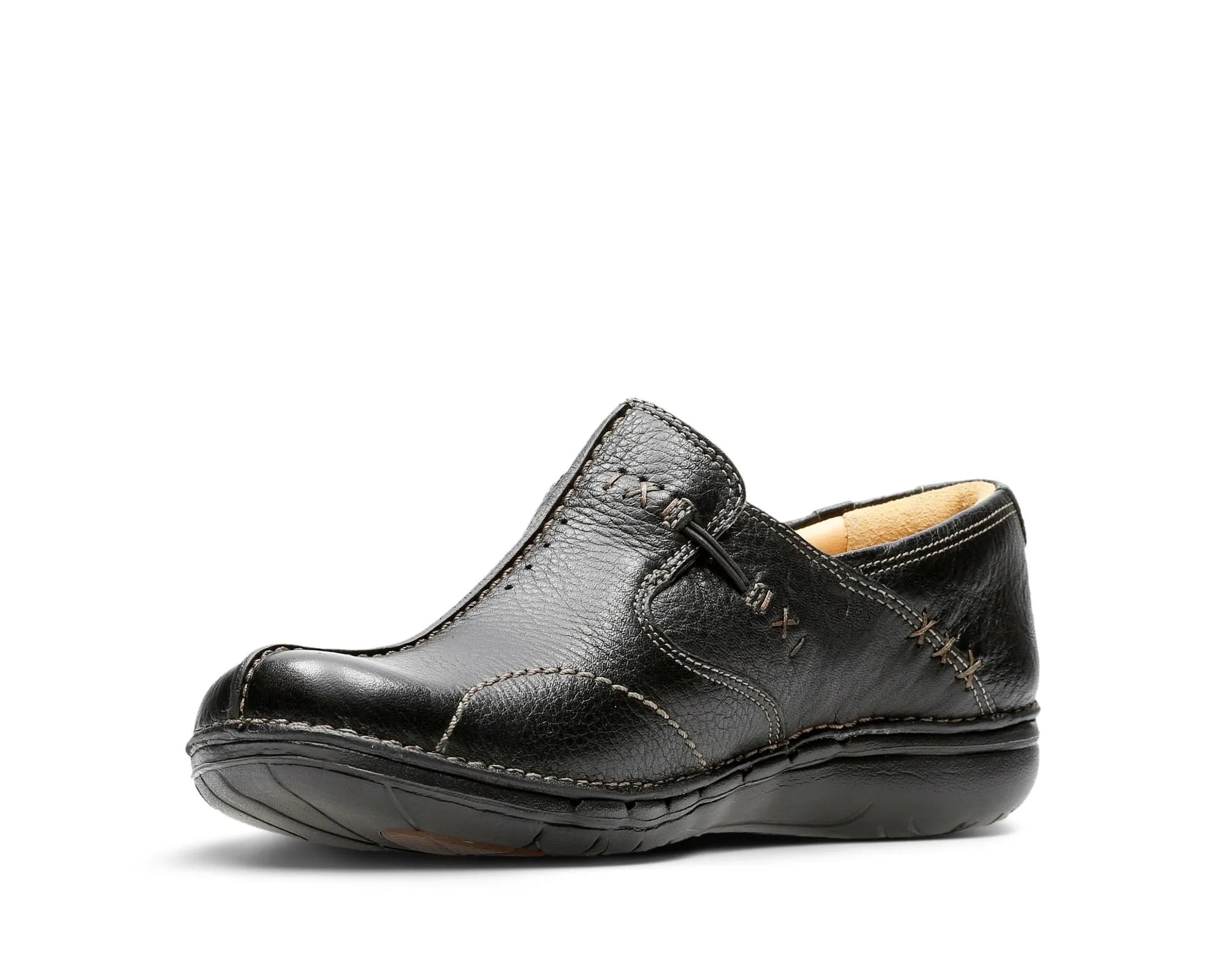 Clarks Un Loop Black Leather Standard Width