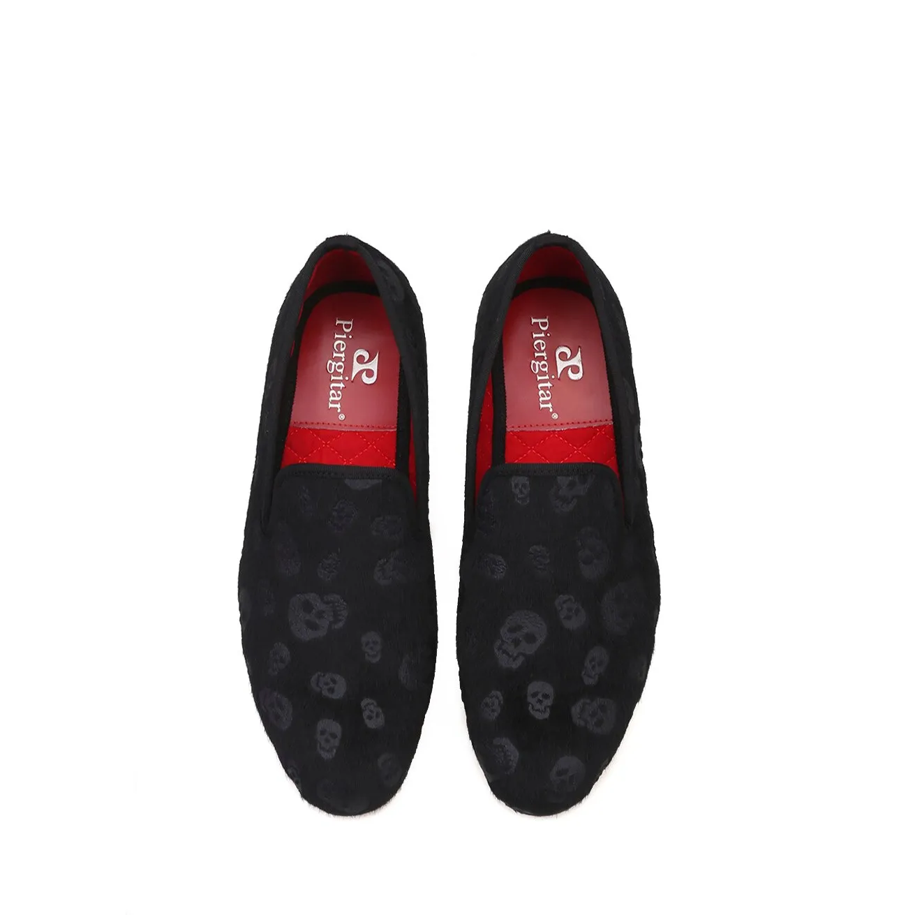 CLEARANCE / Skull Design Cool Rock Style Loafers / Stylish Black Velvet Men Shoes