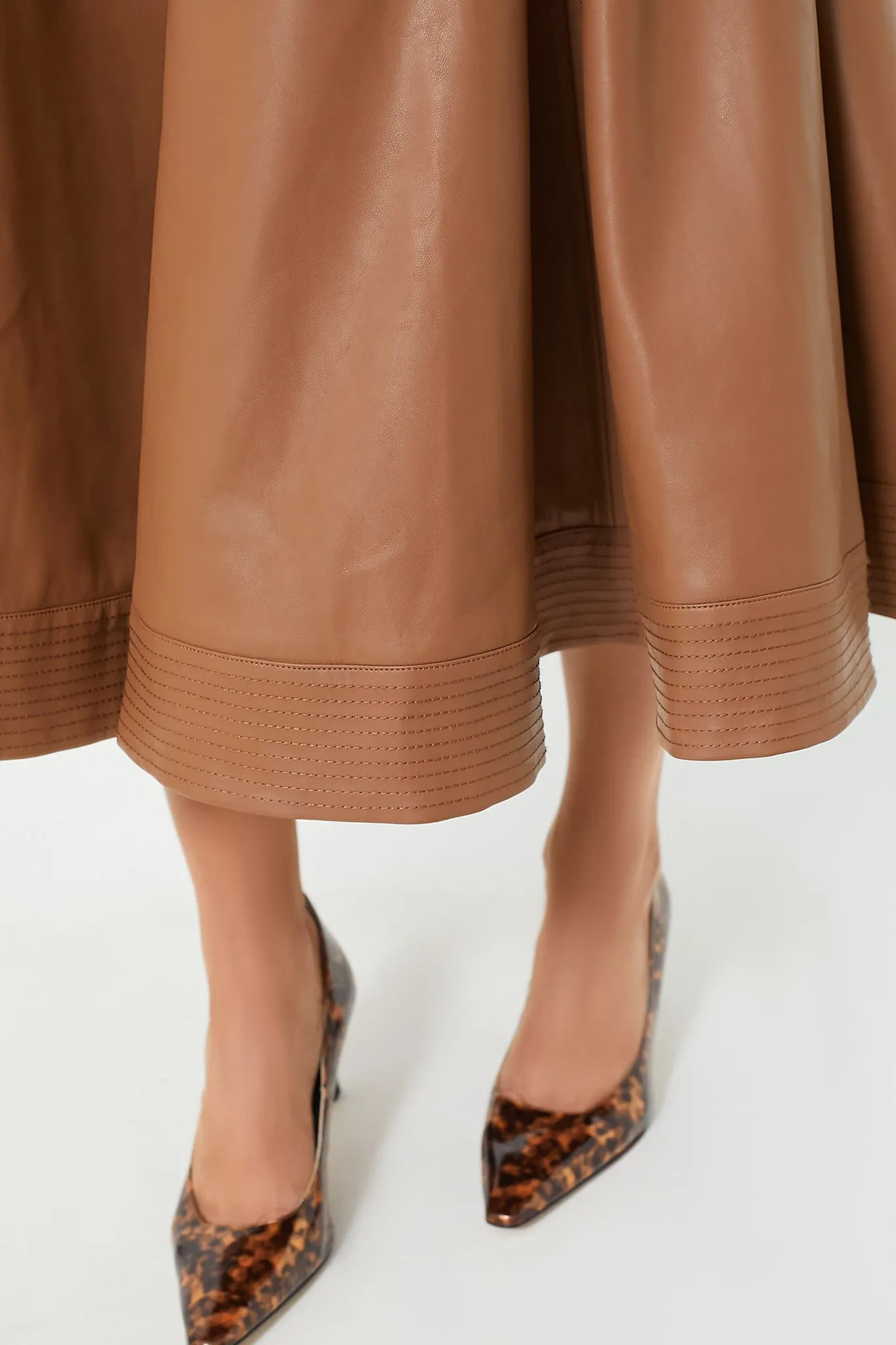 Cognac Leather Brynn Skirt