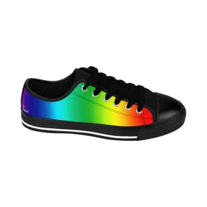 Colorful Rainbow Women's Sneakers, Gay Pride Colorful Ladies' Tennis Canvas Shoes Low Tops