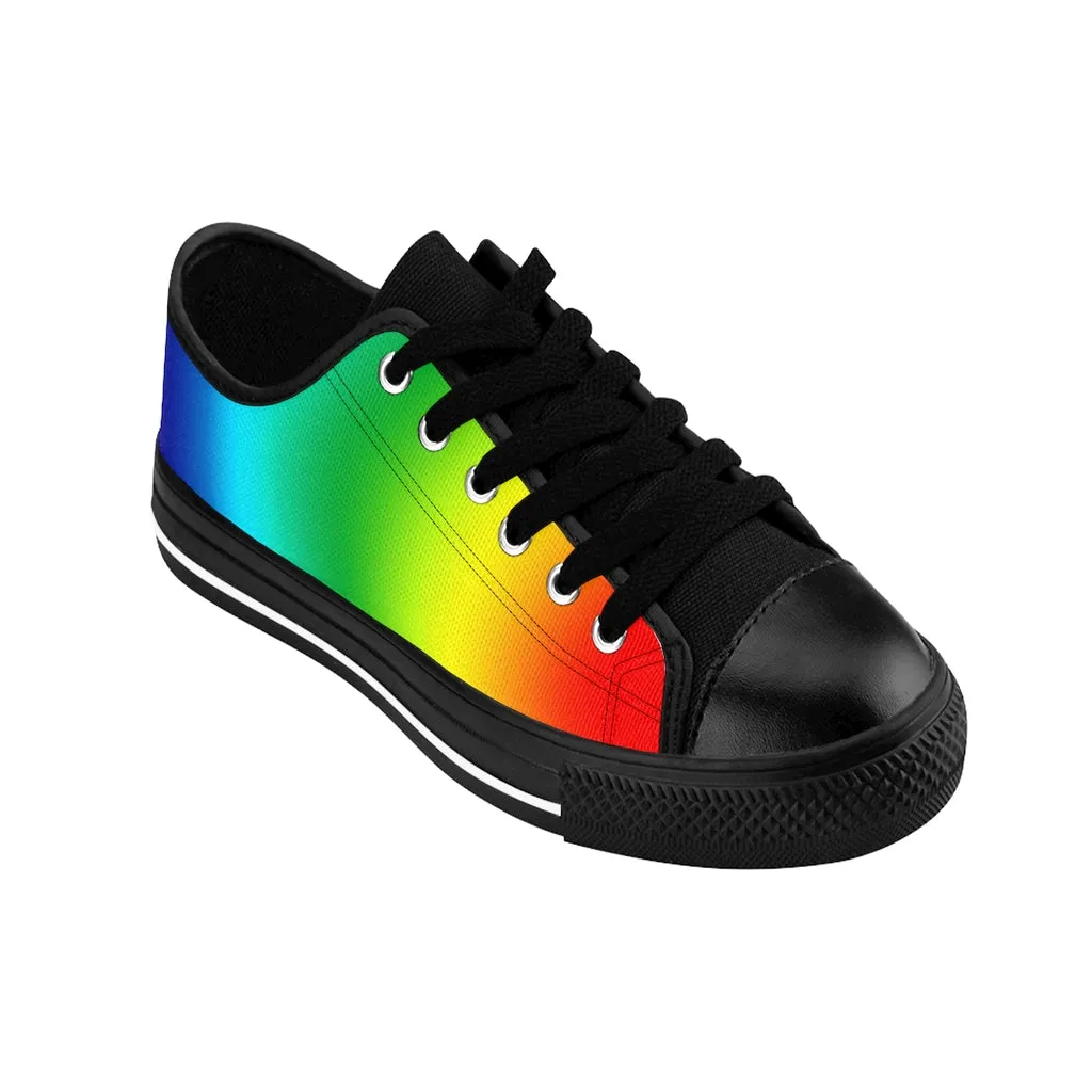 Colorful Rainbow Women's Sneakers, Gay Pride Colorful Ladies' Tennis Canvas Shoes Low Tops