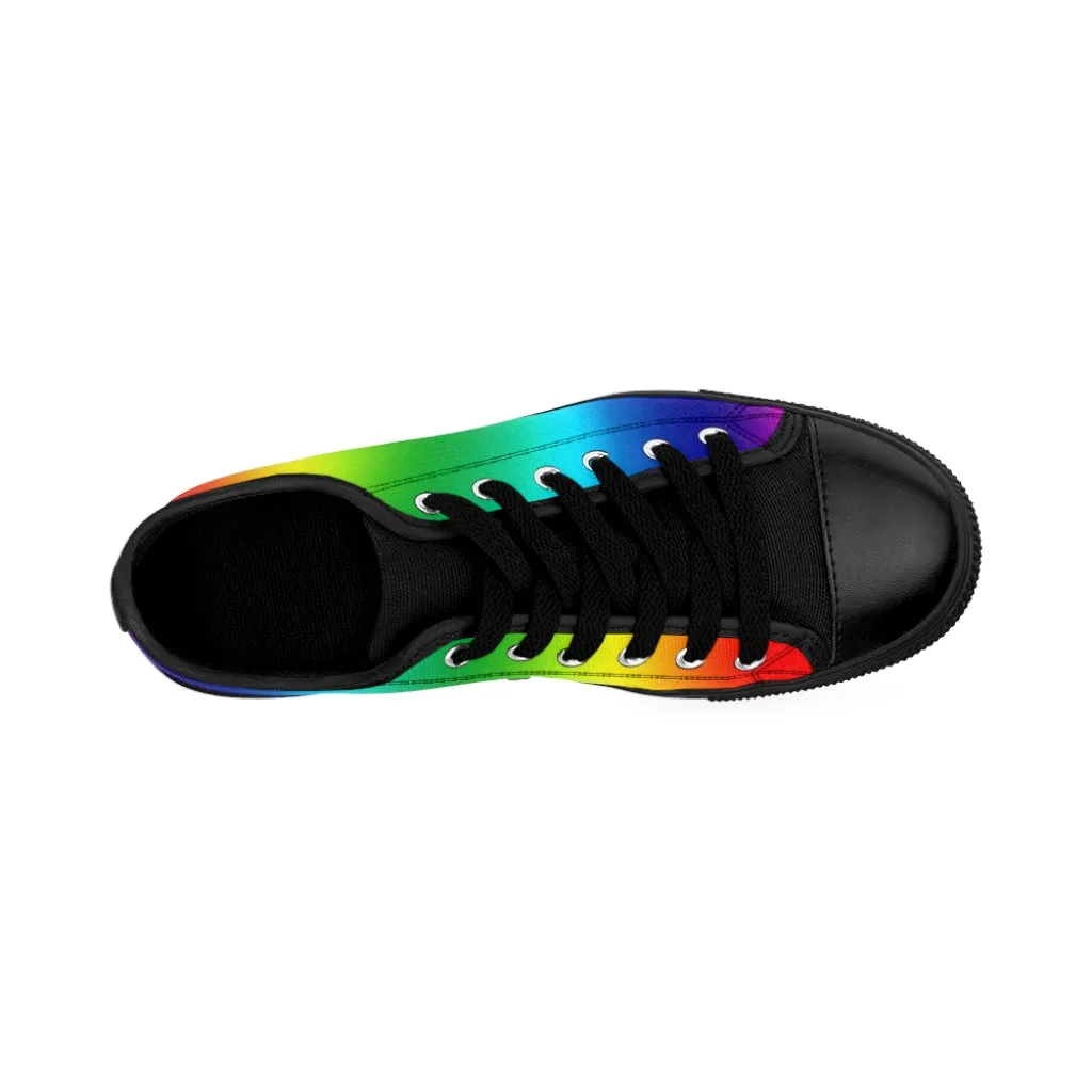 Colorful Rainbow Women's Sneakers, Gay Pride Colorful Ladies' Tennis Canvas Shoes Low Tops