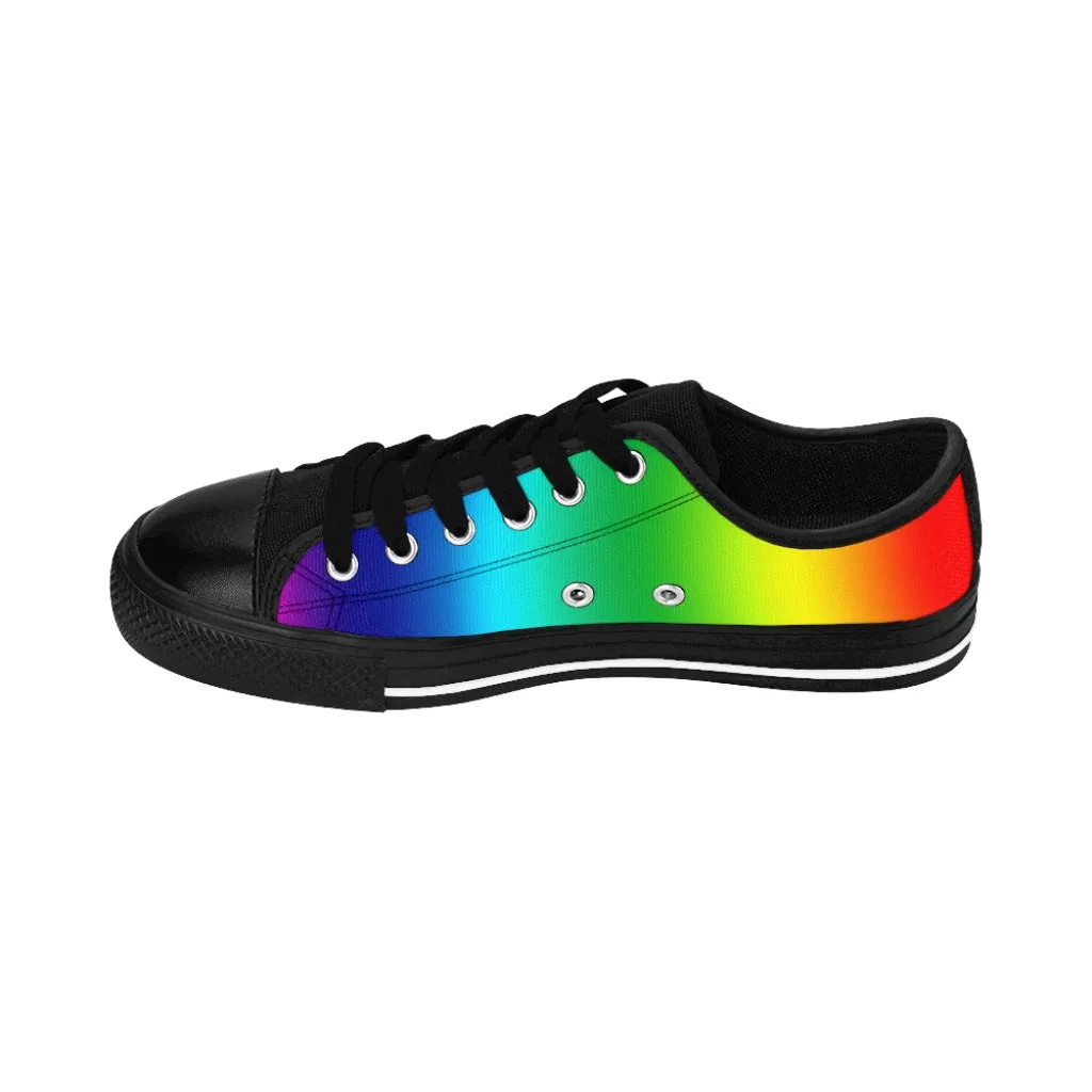 Colorful Rainbow Women's Sneakers, Gay Pride Colorful Ladies' Tennis Canvas Shoes Low Tops