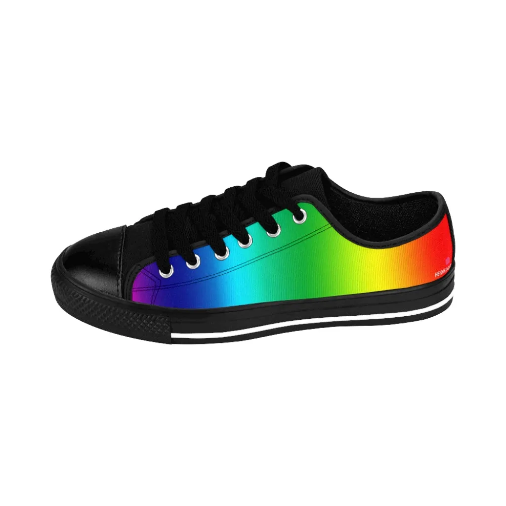 Colorful Rainbow Women's Sneakers, Gay Pride Colorful Ladies' Tennis Canvas Shoes Low Tops