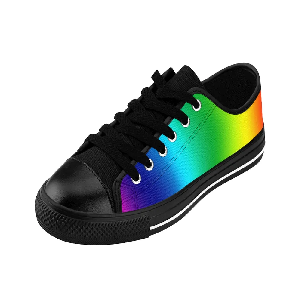 Colorful Rainbow Women's Sneakers, Gay Pride Colorful Ladies' Tennis Canvas Shoes Low Tops