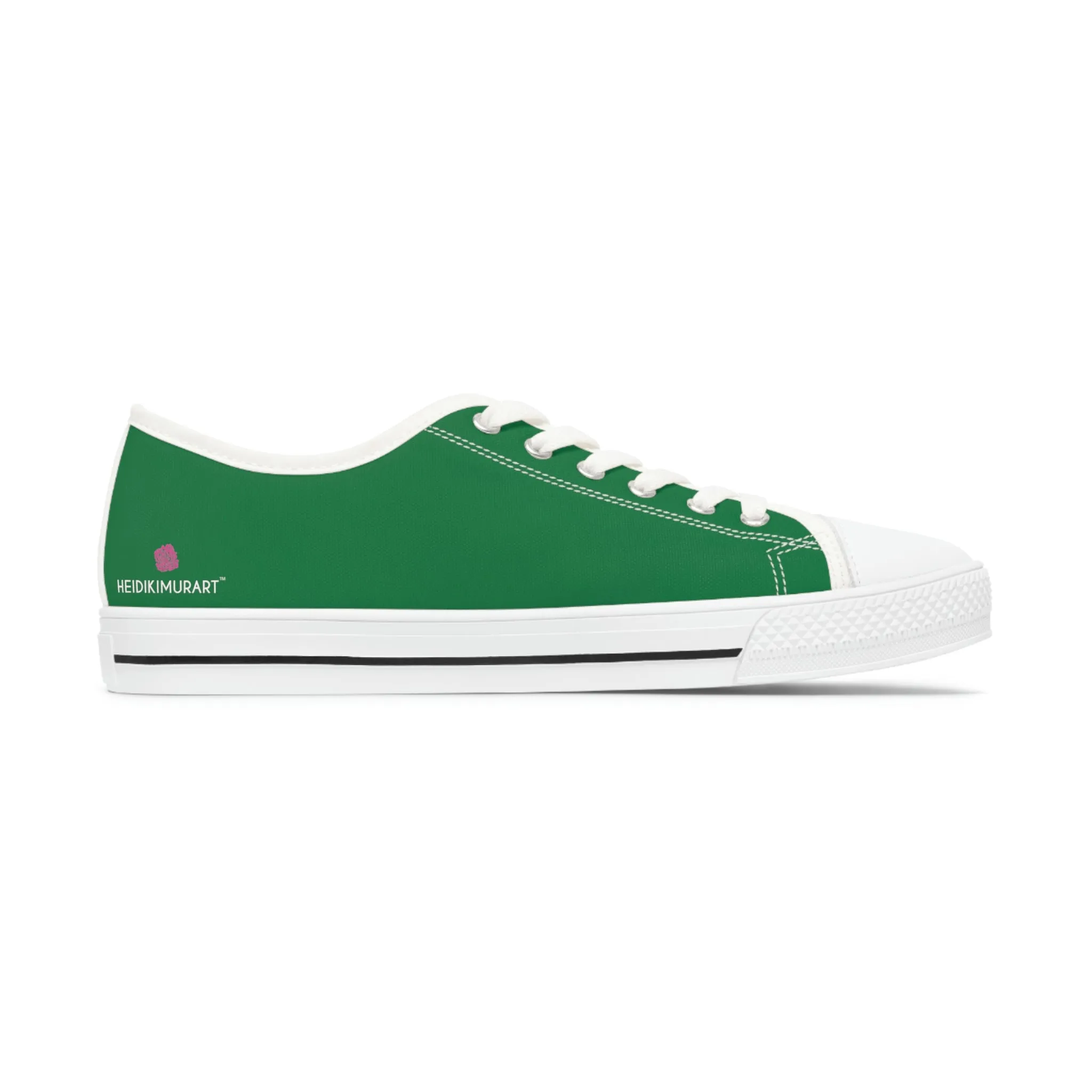 Dark Green Color Ladies' Sneakers, Green Solid Color Best Designer Canvas Fashion Women's Low Top Sneakers (US Size: 5.5-12)