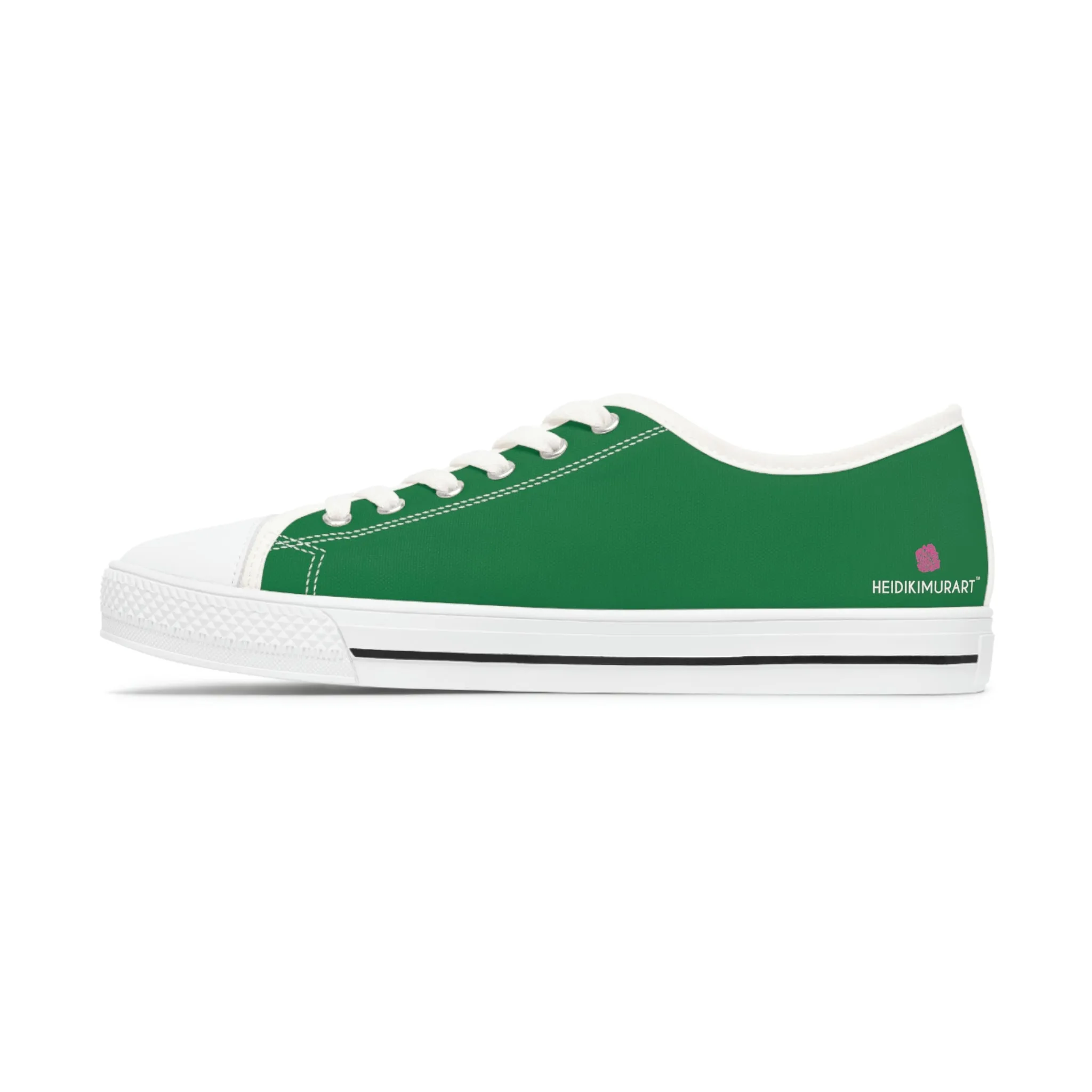 Dark Green Color Ladies' Sneakers, Green Solid Color Best Designer Canvas Fashion Women's Low Top Sneakers (US Size: 5.5-12)