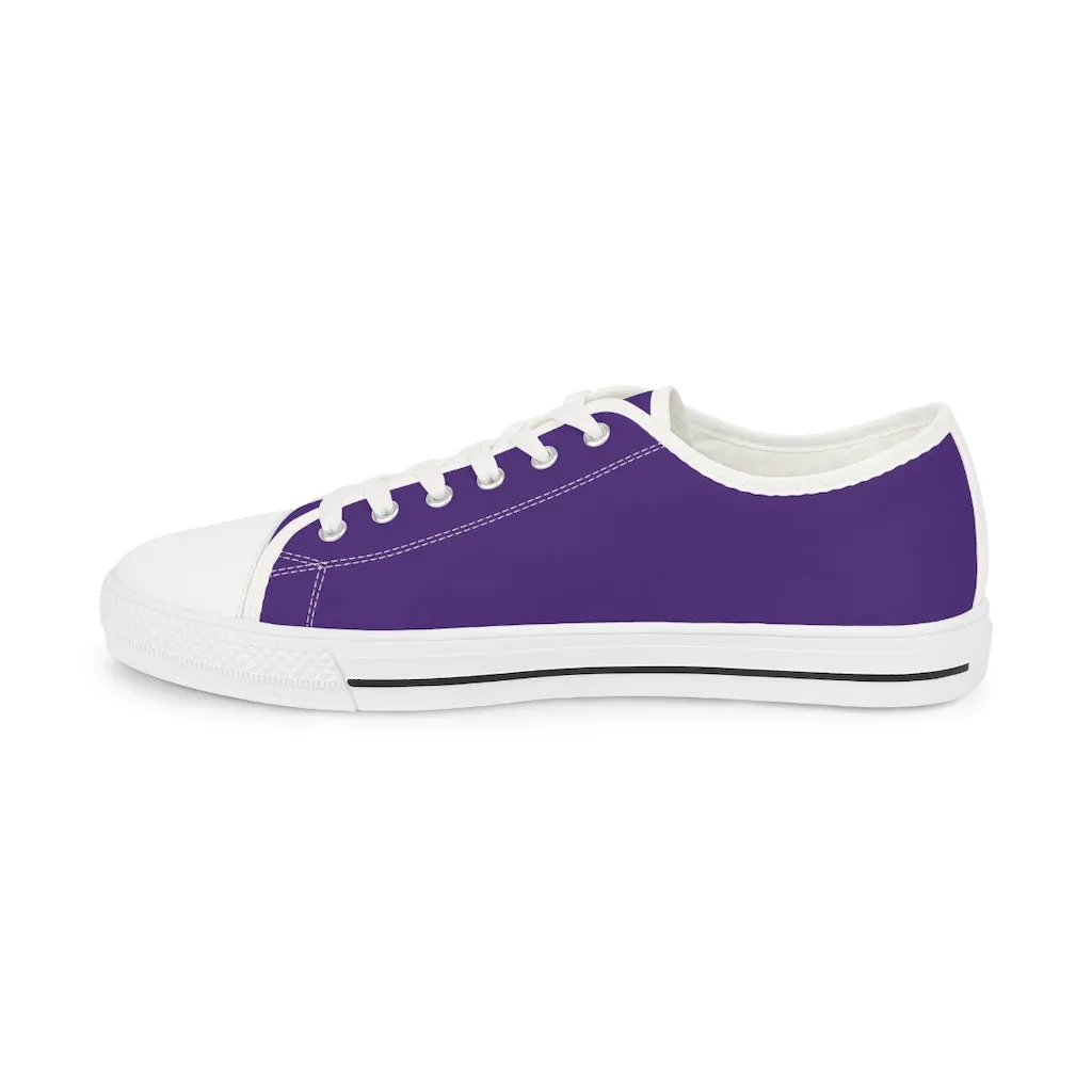 Dark Purple Color Men's Sneakers, Best Solid Purple Color Men's Low Top Sneakers Tennis Canvas Shoes (US Size: 5-14)