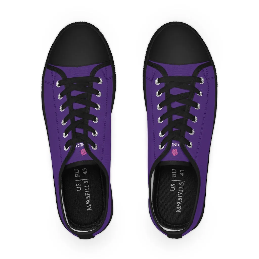 Dark Purple Color Men's Sneakers, Best Solid Purple Color Men's Low Top Sneakers Tennis Canvas Shoes (US Size: 5-14)