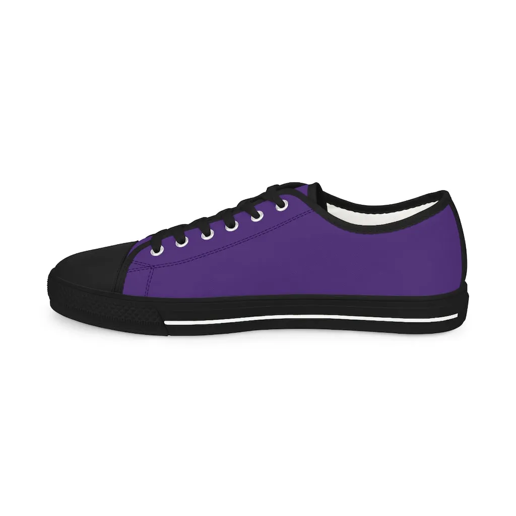 Dark Purple Color Men's Sneakers, Best Solid Purple Color Men's Low Top Sneakers Tennis Canvas Shoes (US Size: 5-14)