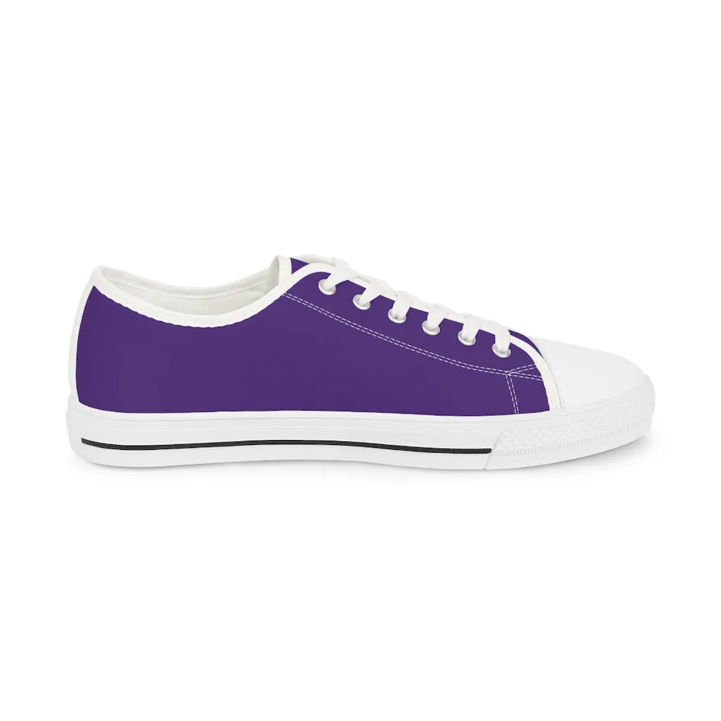 Dark Purple Color Men's Sneakers, Best Solid Purple Color Men's Low Top Sneakers Tennis Canvas Shoes (US Size: 5-14)