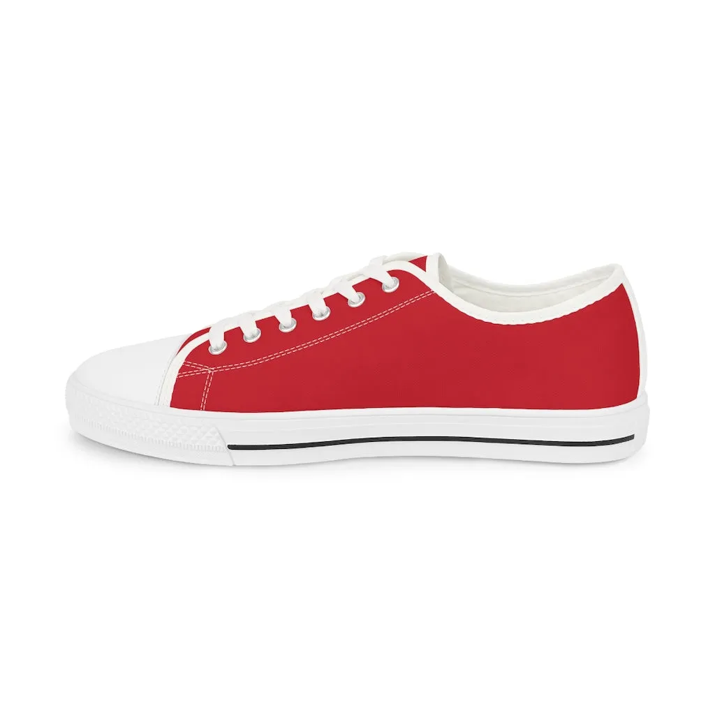 Dark Red Color Men's Sneakers, Best Solid Red Color Men's Low Top Sneakers Tennis Canvas Shoes (US Size: 5-14)