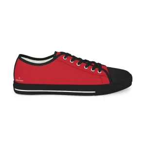 Dark Red Color Men's Sneakers, Best Solid Red Color Men's Low Top Sneakers Tennis Canvas Shoes (US Size: 5-14)