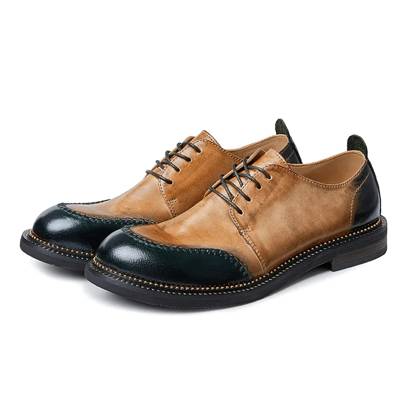 Elegant Men's Leather Shoes / Retro Breathable Lace-up Shoes / Alternative Footwear