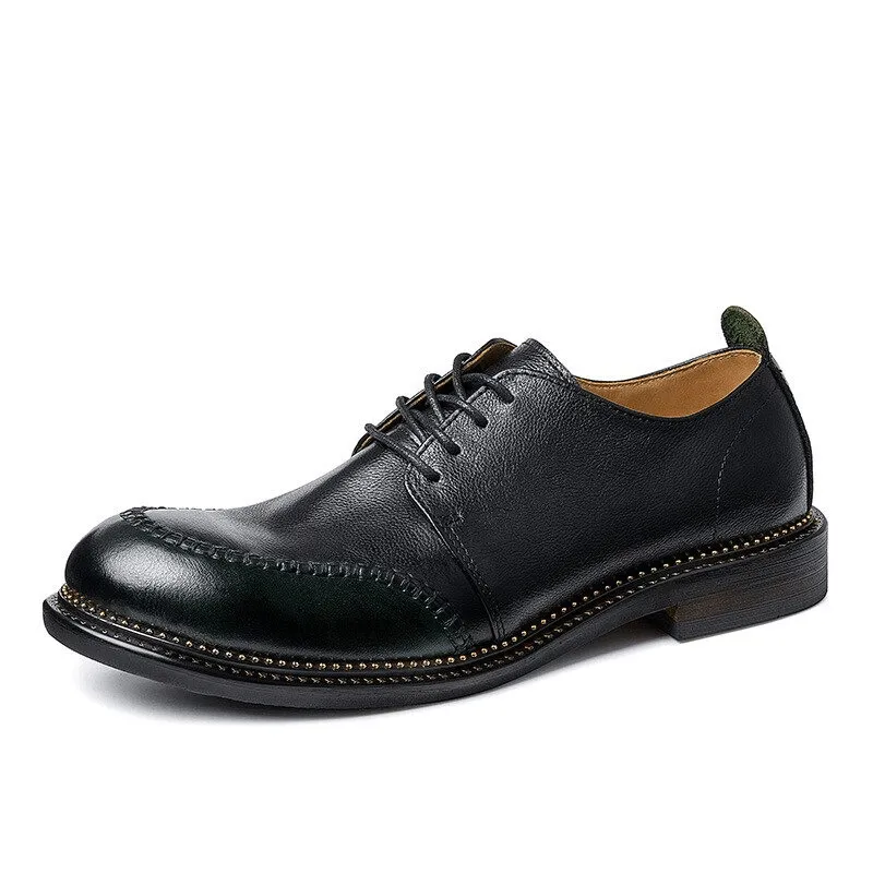 Elegant Men's Leather Shoes / Retro Breathable Lace-up Shoes / Alternative Footwear