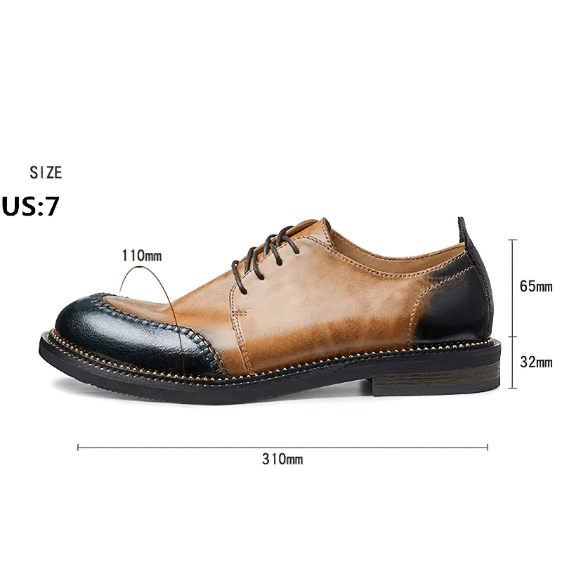 Elegant Men's Leather Shoes / Retro Breathable Lace-up Shoes / Alternative Footwear