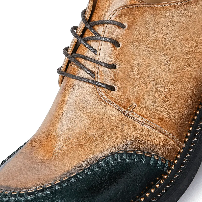 Elegant Men's Leather Shoes / Retro Breathable Lace-up Shoes / Alternative Footwear