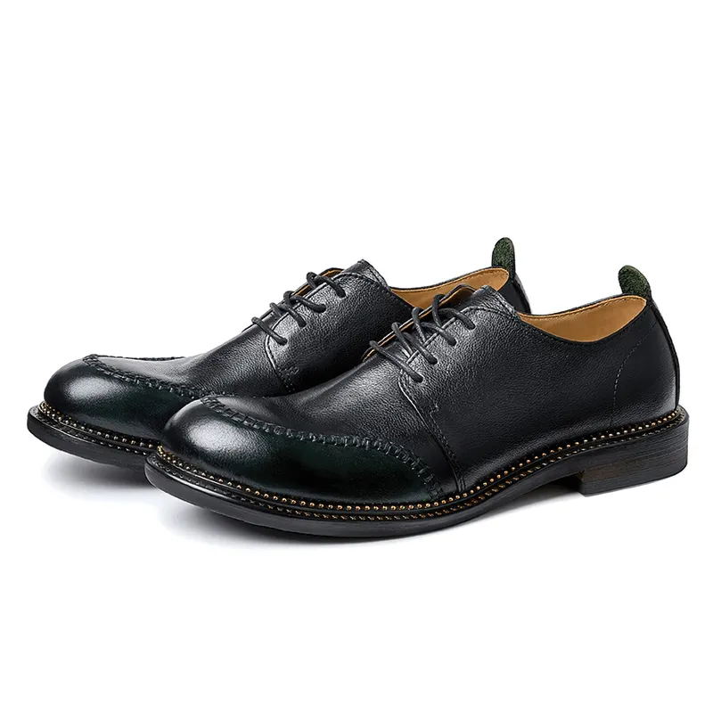 Elegant Men's Leather Shoes / Retro Breathable Lace-up Shoes / Alternative Footwear