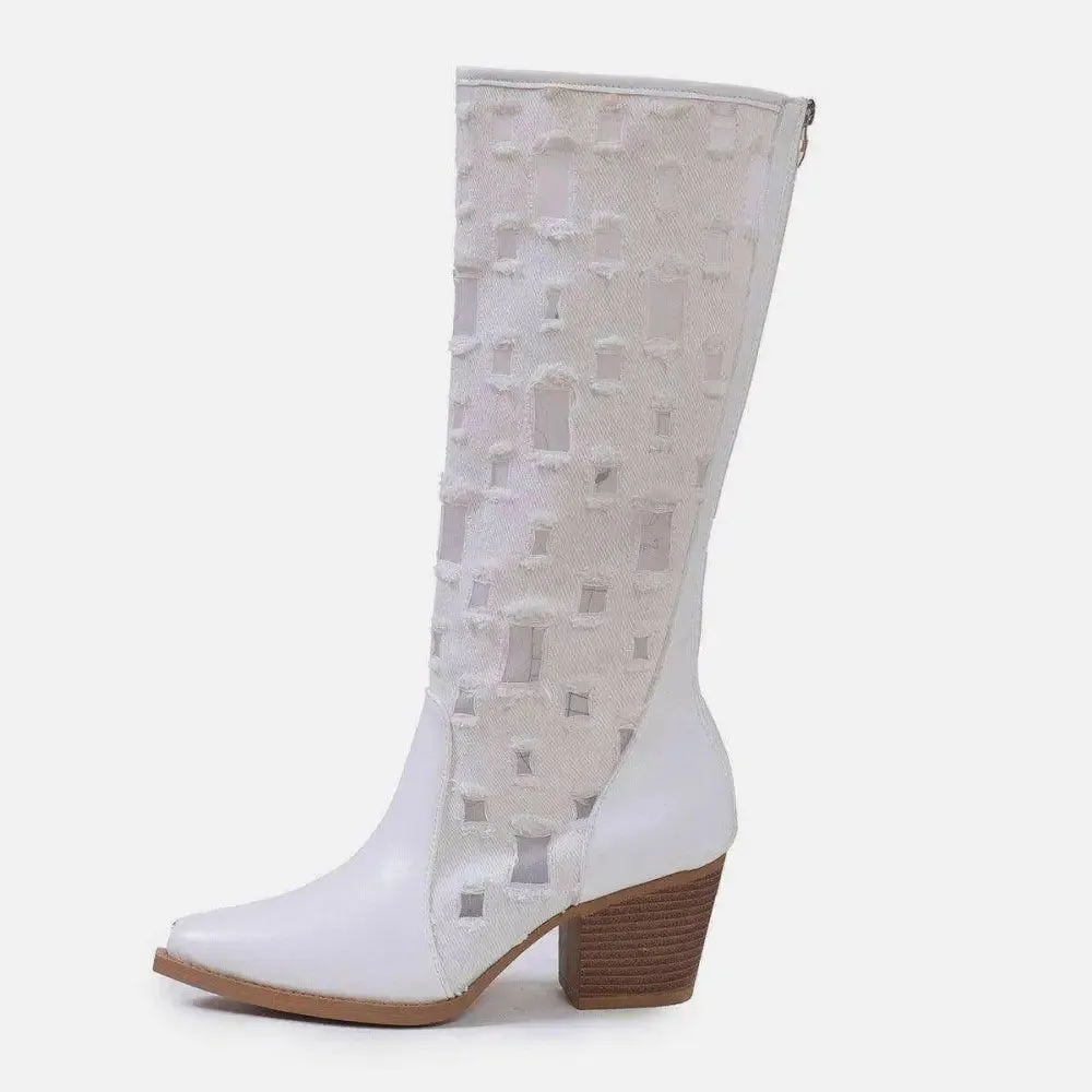 Elevate Your Look with Timeless Designer Point Toe Block Heel Boots