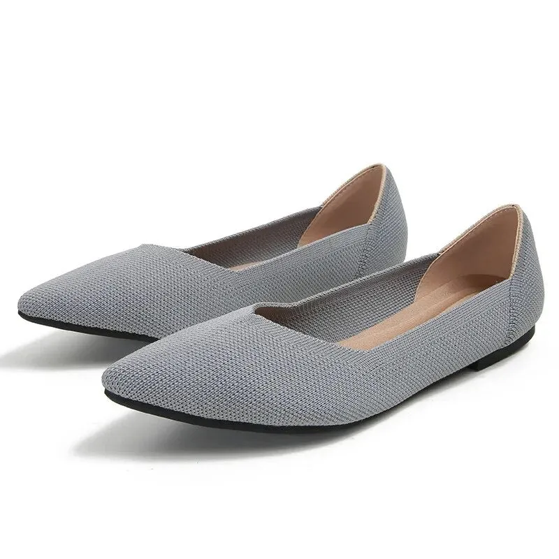 Fashion Knitted Breathable Non slip Pointed Flat Shoes