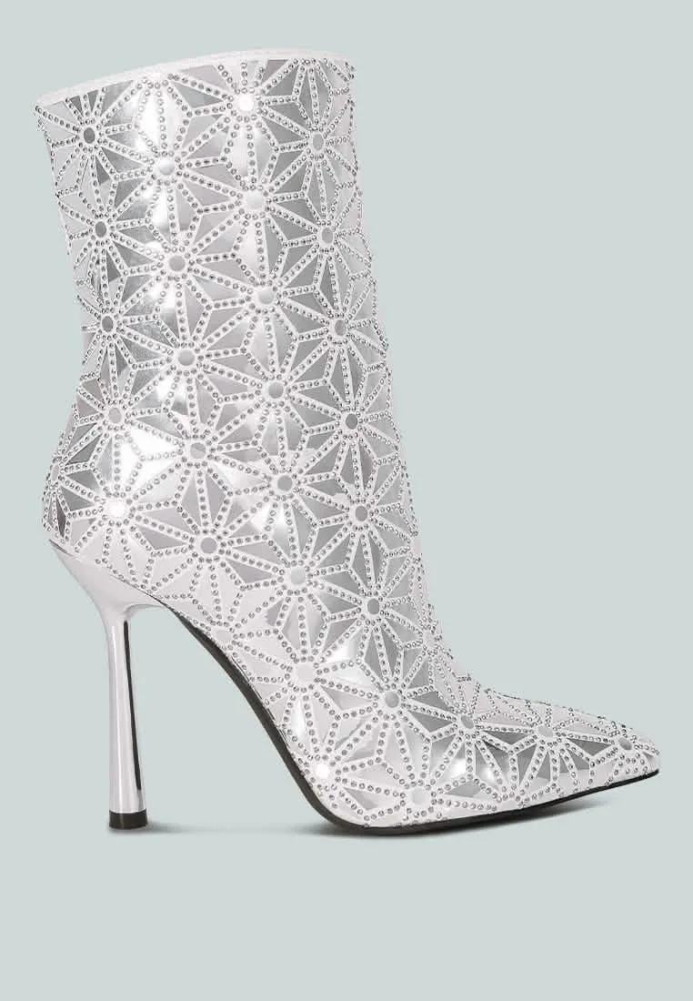 Glamorous Mirror-Accent High Ankle Party Boots