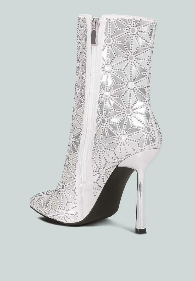 Glamorous Mirror-Accent High Ankle Party Boots