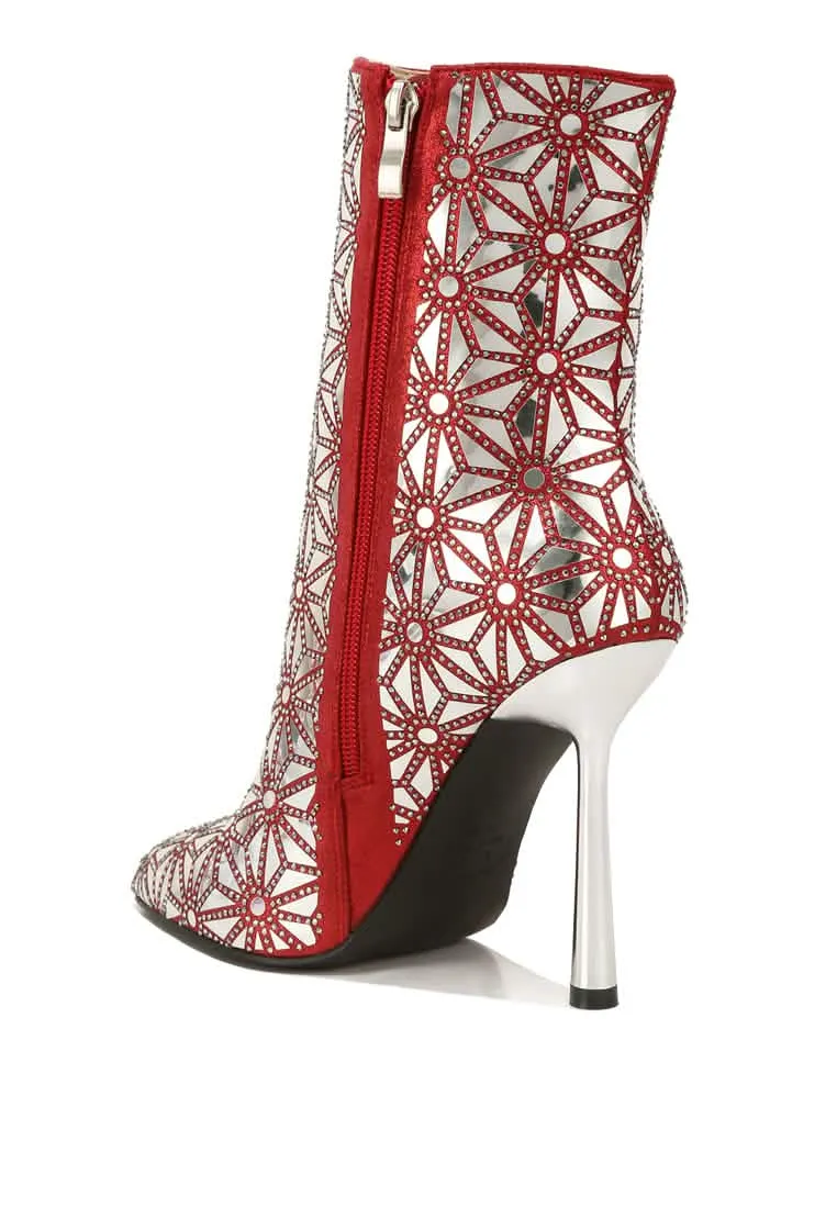 Glamorous Mirror-Accent High Ankle Party Boots