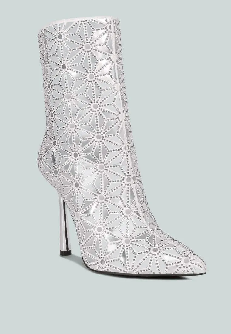 Glamorous Mirror-Accent High Ankle Party Boots