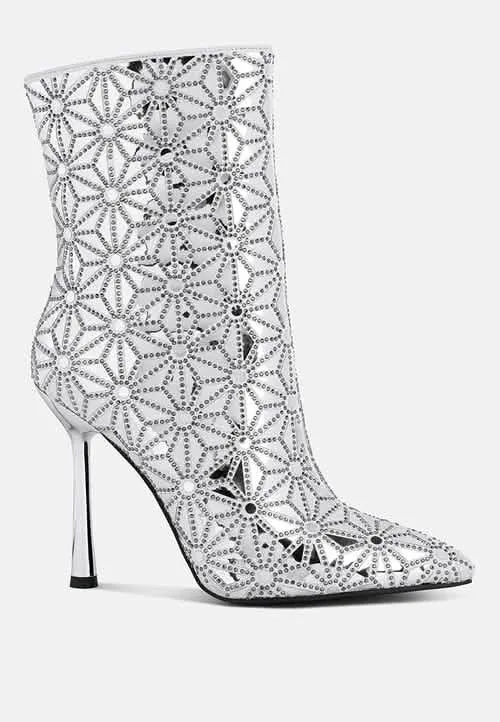 Glamorous Mirror-Accent High Ankle Party Boots