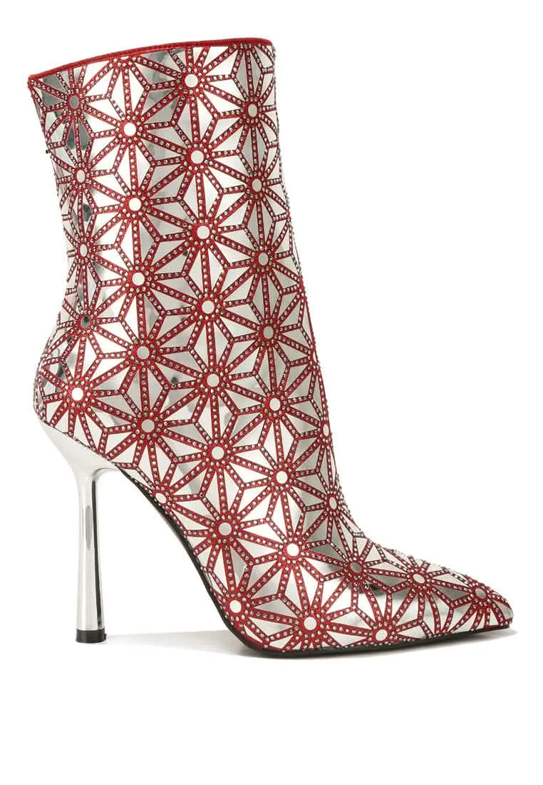 Glamorous Mirror-Accent High Ankle Party Boots