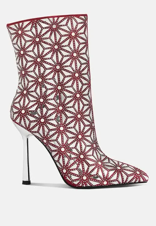 Glamorous Mirror-Accent High Ankle Party Boots