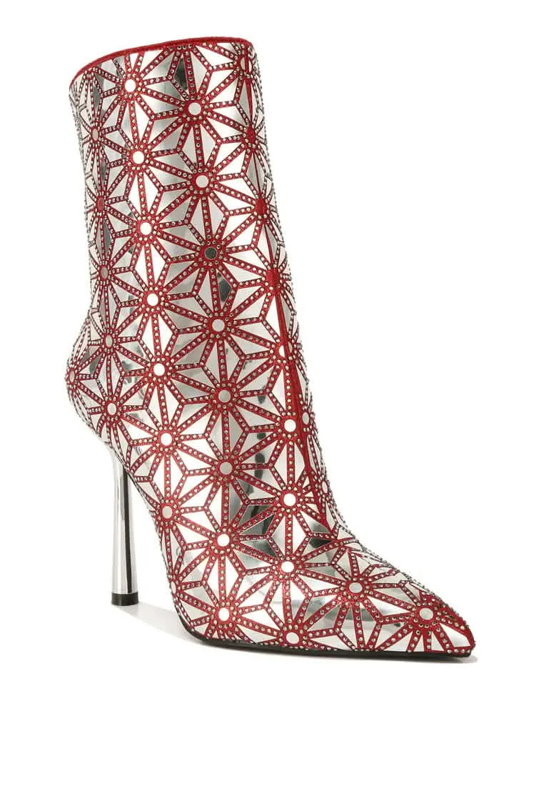 Glamorous Mirror-Accent High Ankle Party Boots