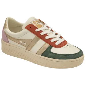 Gola Womens Trainer Grand Slam Quadrant Off White/Sage/Gold/Pastel Pink