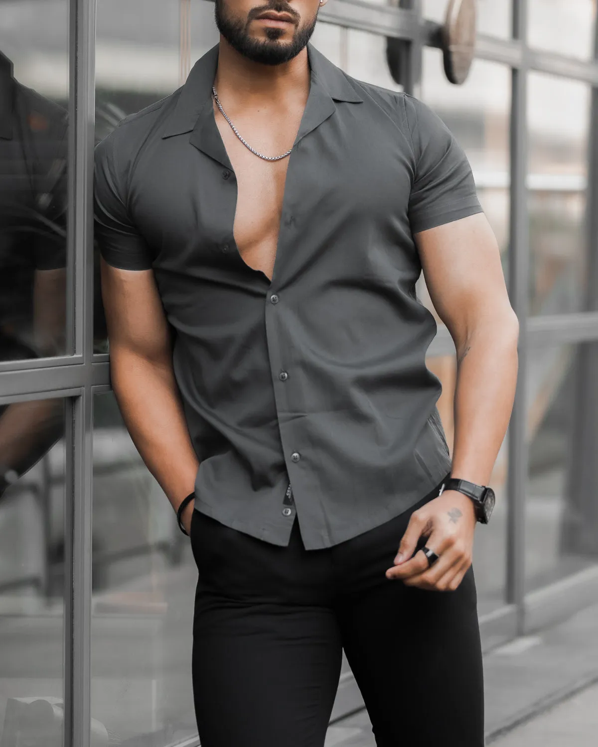 Graphite Grey Cuban Solid Shirt