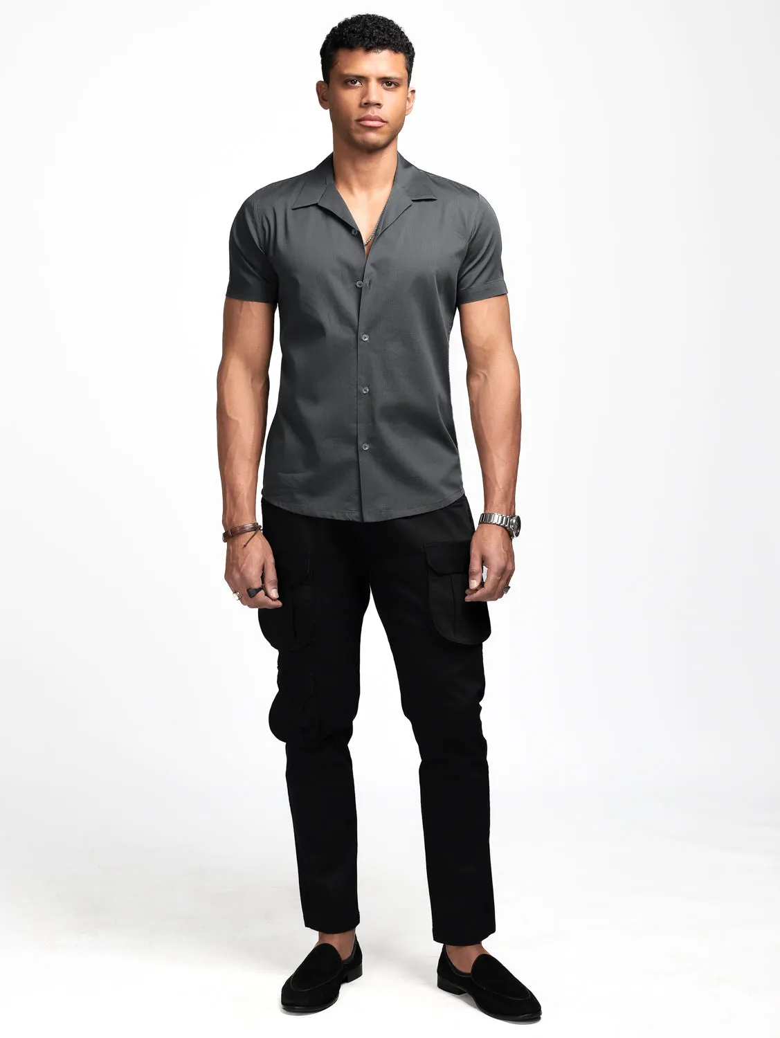 Graphite Grey Cuban Solid Shirt