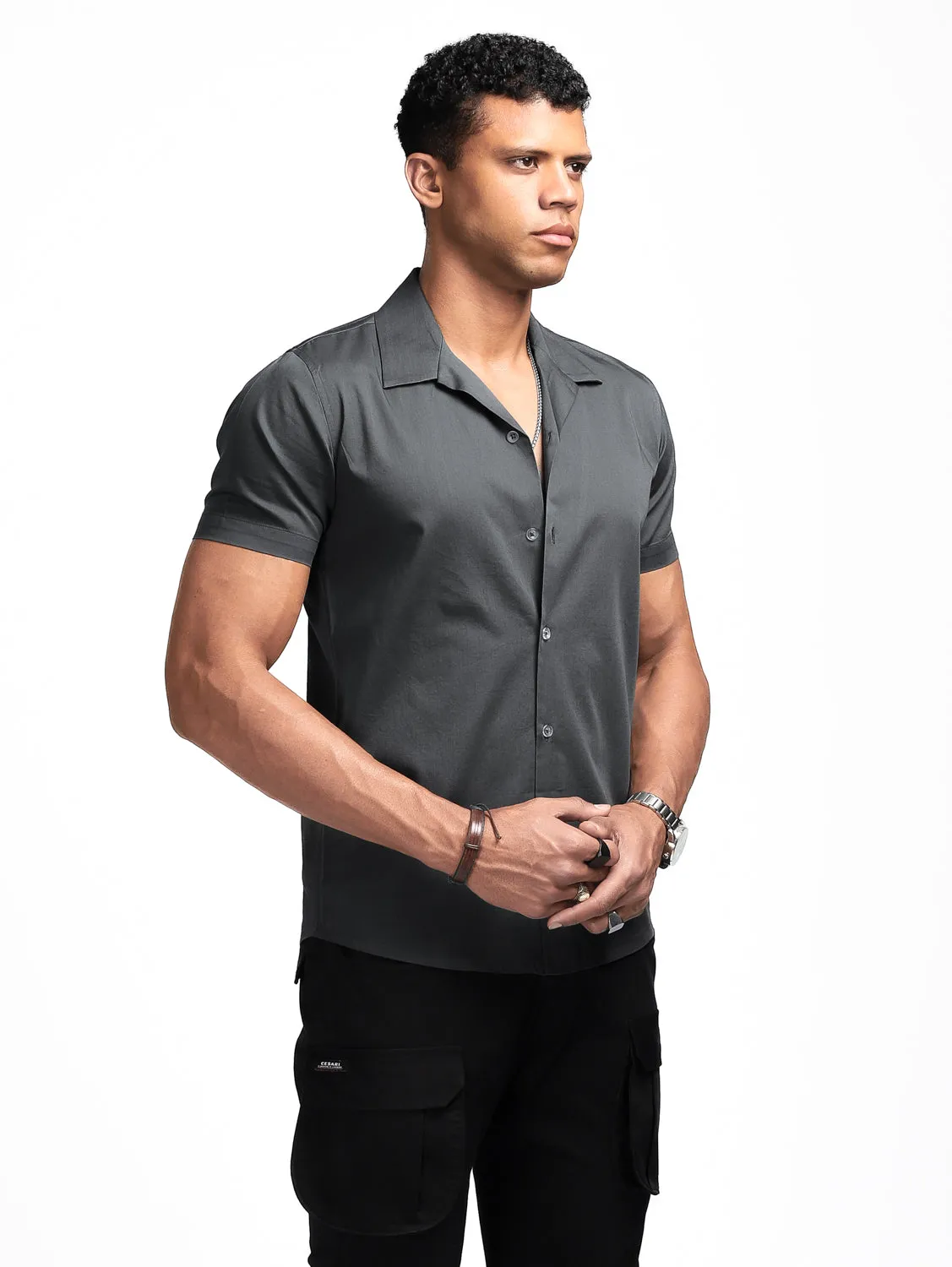 Graphite Grey Cuban Solid Shirt