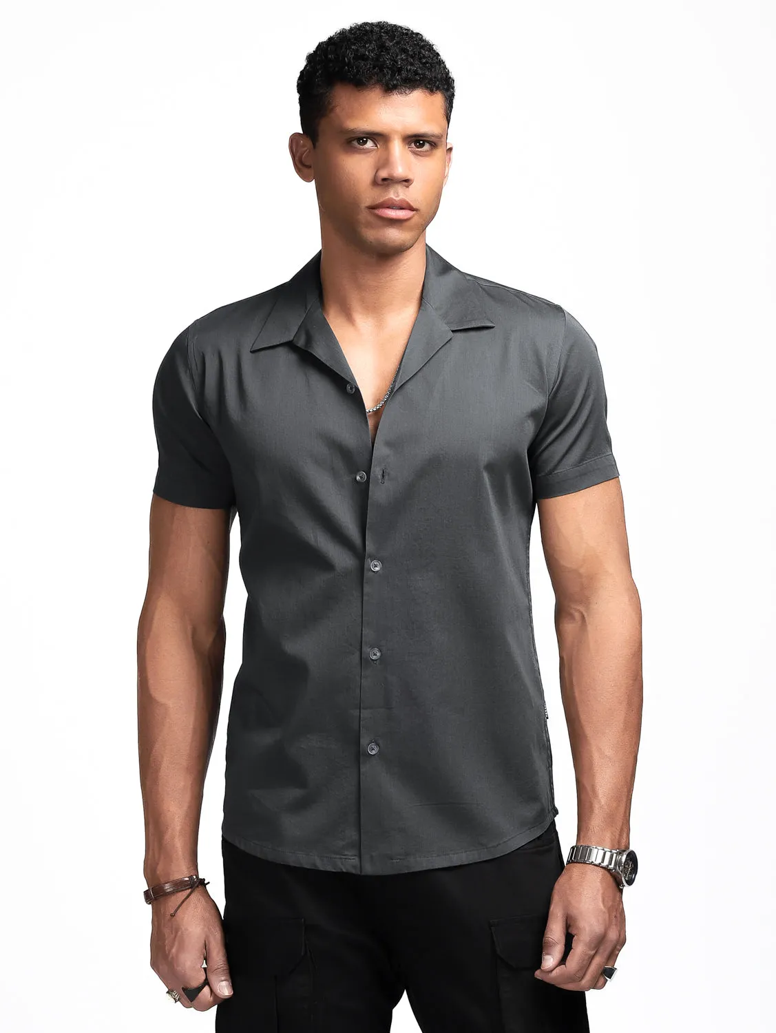 Graphite Grey Cuban Solid Shirt